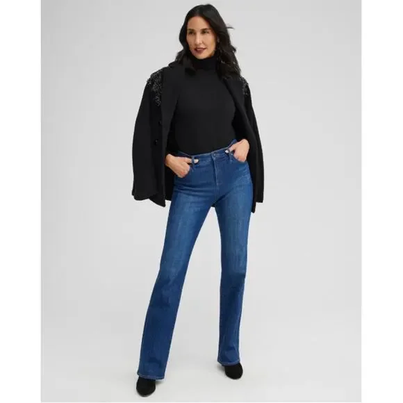 Chico's Lurex Black Shimmer Turtleneck Size 0 - Picture 3 of 12